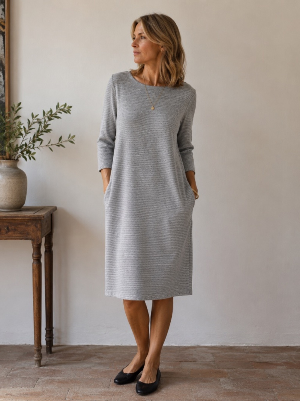 J. Jill Gray Ribbed Knit Sweater Dress Pockets Plus Size 2X